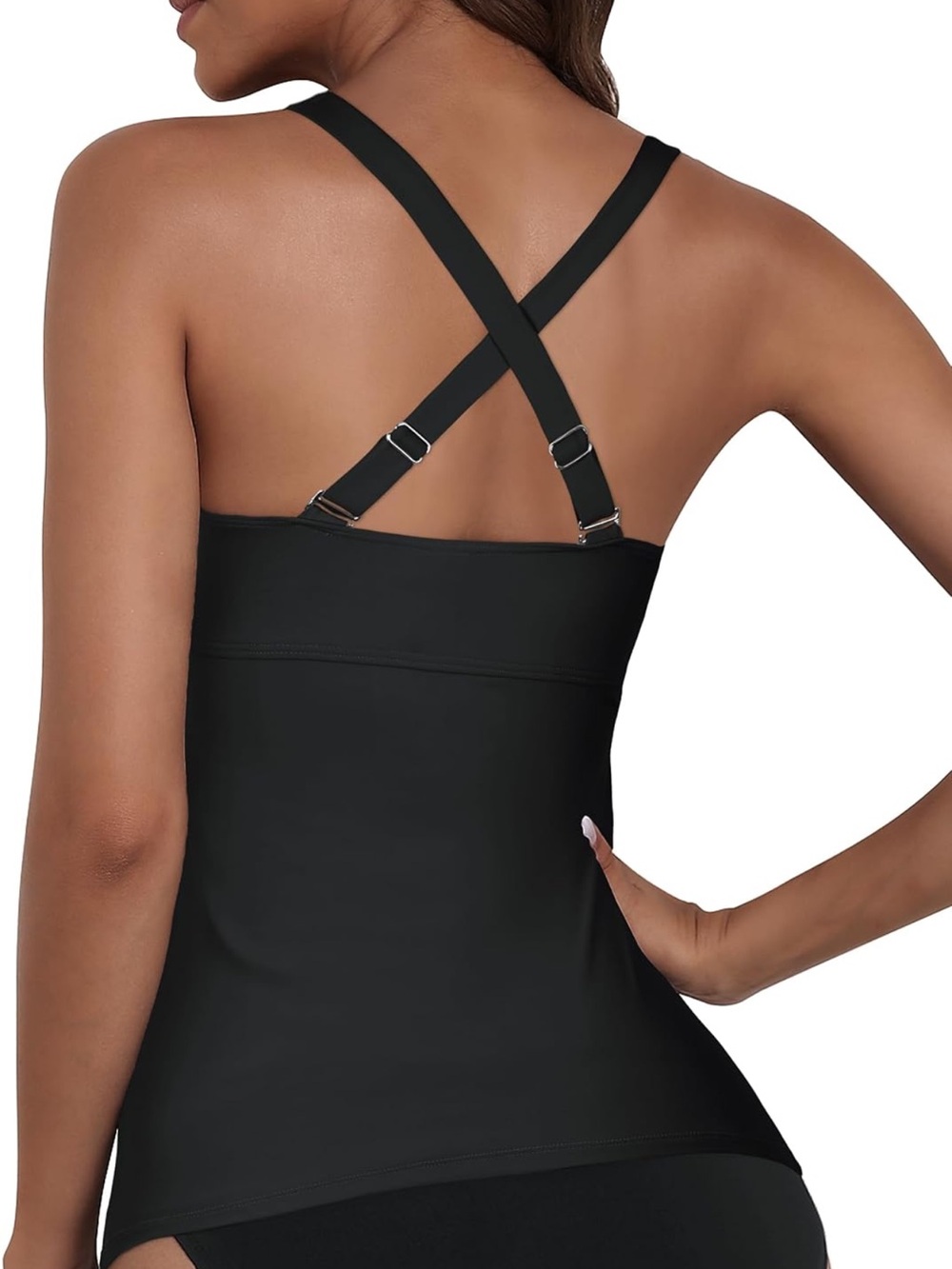 Tankini Black Cross-Back Tankini Top. Size 10 new with tags - Picture 2 of 5